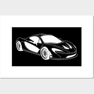 McLaren 720s White Outline Posters and Art